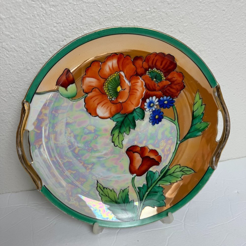 Vintage Noritake Hand Painted Plate Poppies